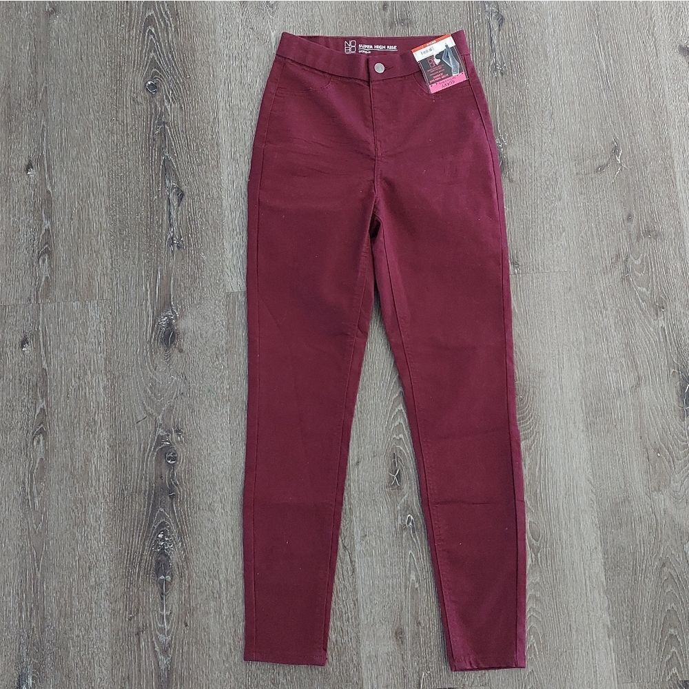 No Boundaries Super High Rise Jeggings Burgundy Size S (3-5)